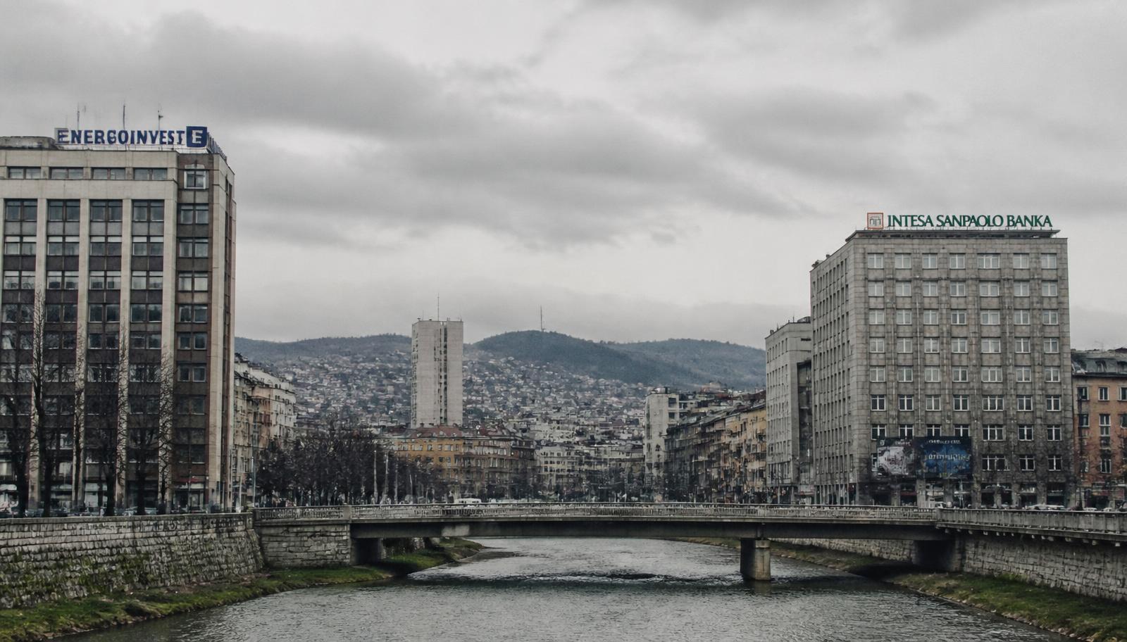 Western Balkans city skyline in soft morning light
